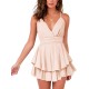 Womens Ruffle Hem Flowy Swing Mini Short Wrap Dress