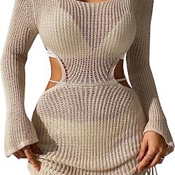 Women's Knitted Swimsuit  Beach Cover Up Dress