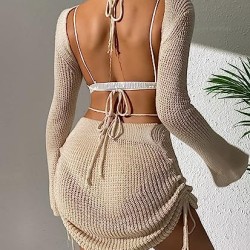 Women's Knitted Swimsuit  Beach Cover Up Dress