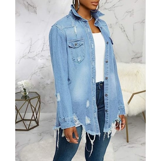 Distressed Jean Jacket for Women