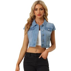 Summer Short Sleeve Cropped Jean Denim Jacket