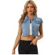 Summer Short Sleeve Cropped Jean Denim Jacket