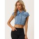 Summer Short Sleeve Cropped Jean Denim Jacket