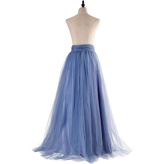 Tulle Skirt Floor Length A Line with Bowknot Belt High Waisted