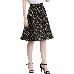 Floral Skirt for Women's Knee Length A-line Summer Skirt