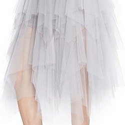 Women's Sheer Tutu Skirt Tulle Mesh Layered Midi Skirt