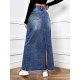 Women's Casual Raw Hem High Waist Jean Skirt