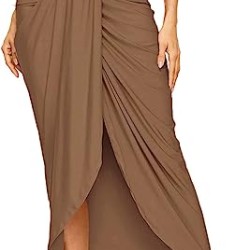 Women's Casual Slit Wrap Asymmetrical Elastic High Waist Skirt