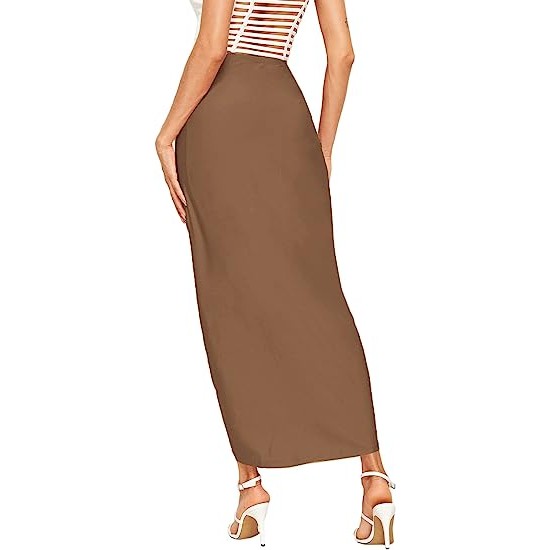 Women's Casual Slit Wrap Asymmetrical Elastic High Waist Skirt