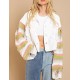 Womens Rainbow Sweater Sleeve Crop Denim Jacket