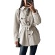 Lapel Button Down Peacoat Belted Outwear Casual Jackets