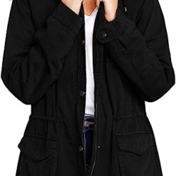 Womens Hoodies Zip Up Parka Casual Drawstring Coat